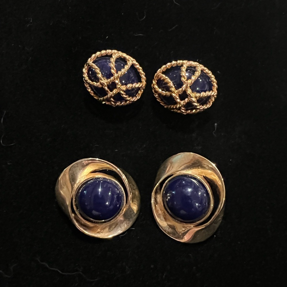 Vintage Gold and Blue Earrings Sets